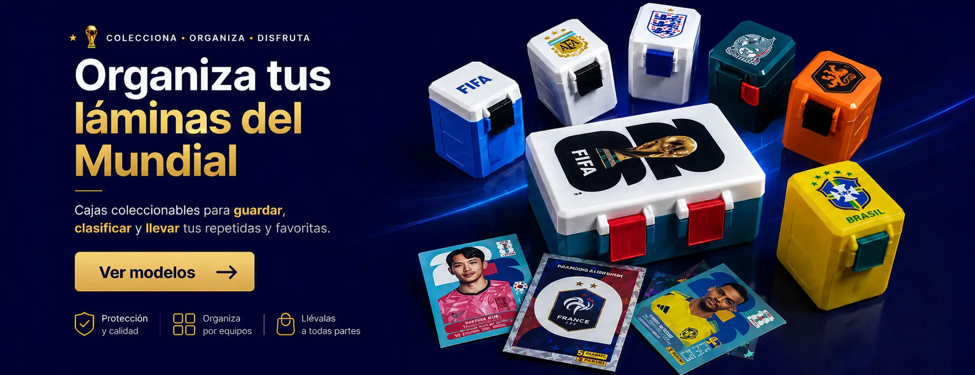 Cajas para organizar láminas coleccionables del mundial